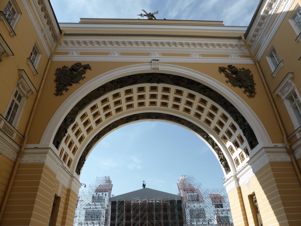 Arch of the General Staff Building and the stage for the Scarlet Sails celebration at Palace Square