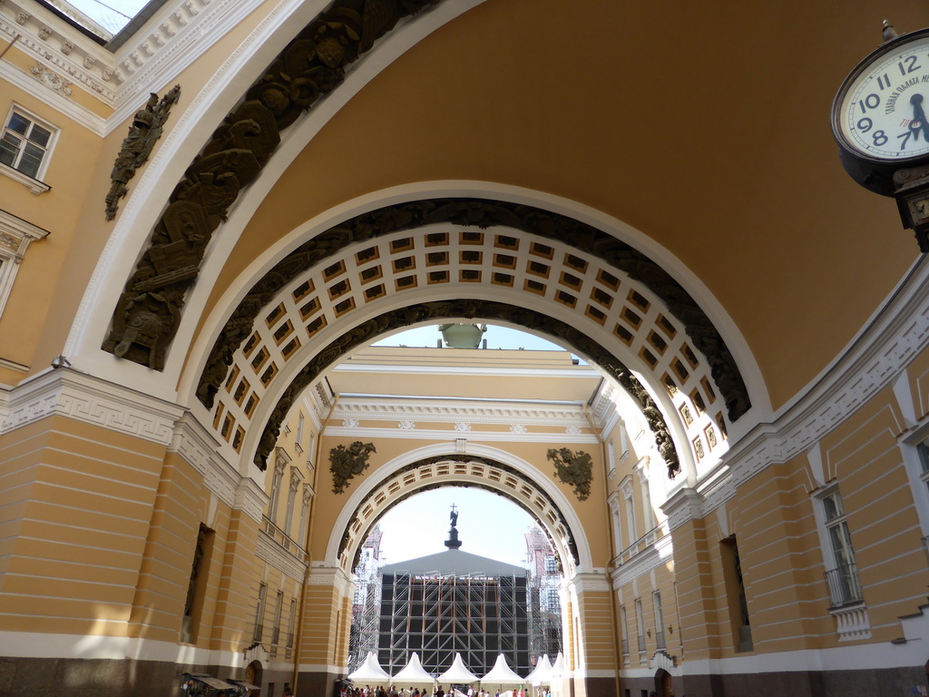 Arches of the General Staff Building and the stage for the Scarlet Sails celebration at Palace Square