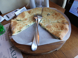 Khachapuri at the Mamaliga Restaurant at Kazanskaya Square