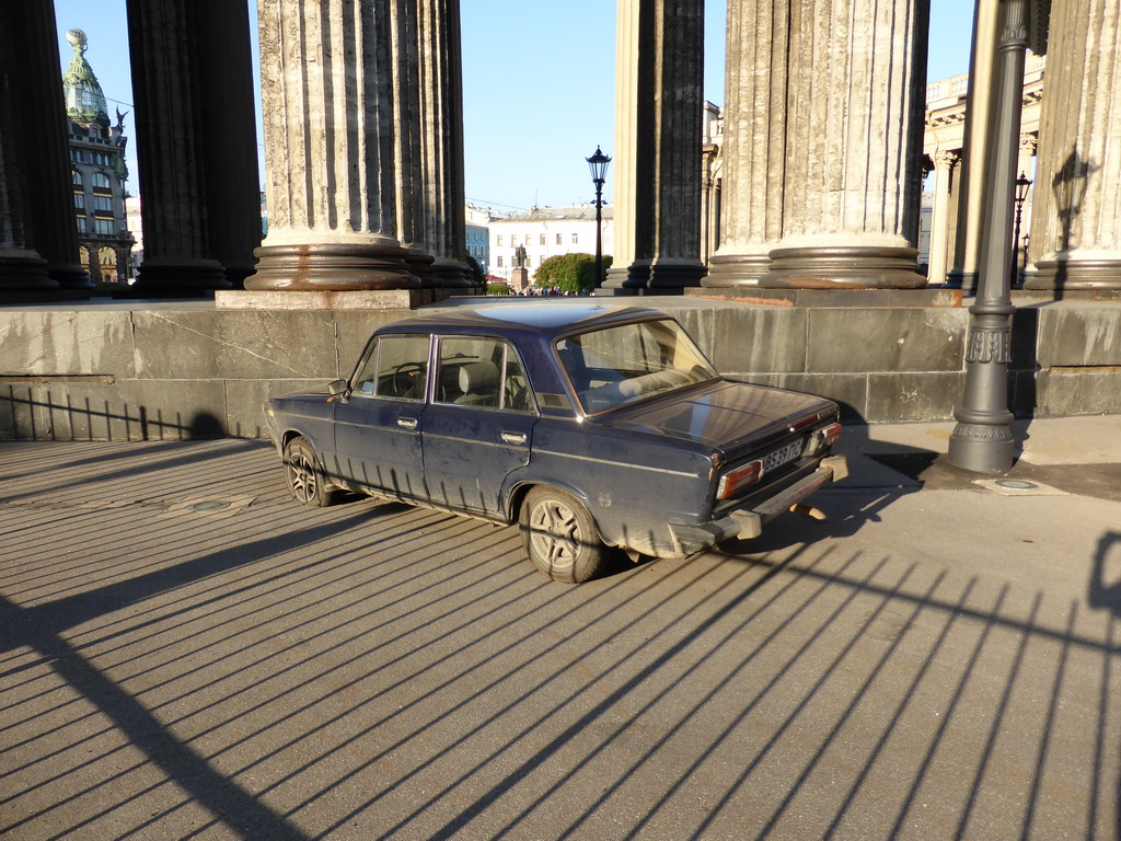 Old lada in front of the Kazan Cathedral at Kazanskaya Square