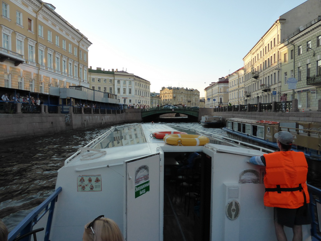 Our tour boat and the Pevchesky Bridge over the Moika river