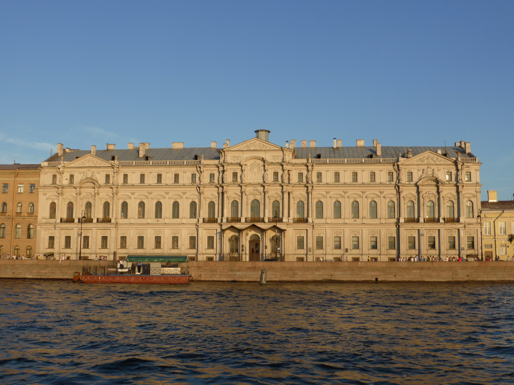 The Neva river and the New Michael Palace at the Palace Embankment, viewed from the tour boat