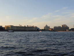 The Neva river and buildings on the north side of the Neva river, viewed from the tour boat