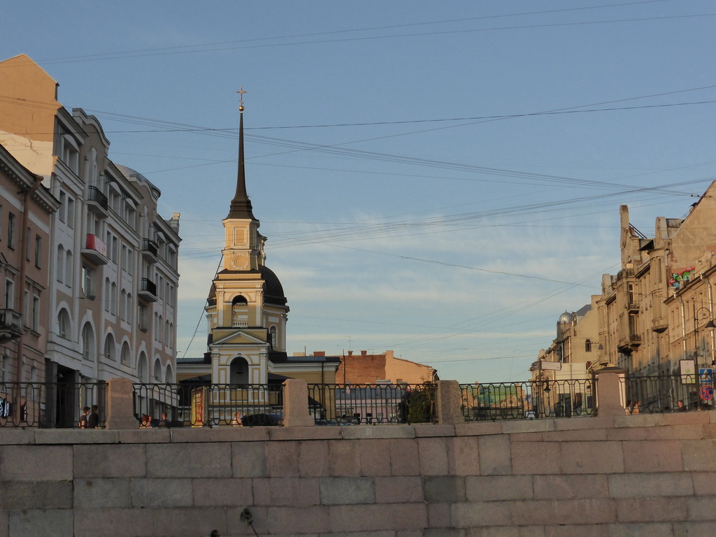 Belinskogo street and the Church of Sts. Simeon and Anna, viewed from the tour boat