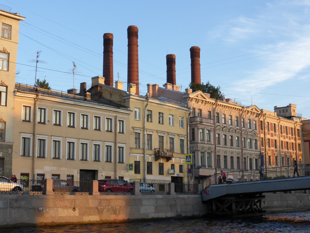 The Gorstkin Bridge over the Fontanka river and the Electric Power Station No. 3, viewed from the tour boat