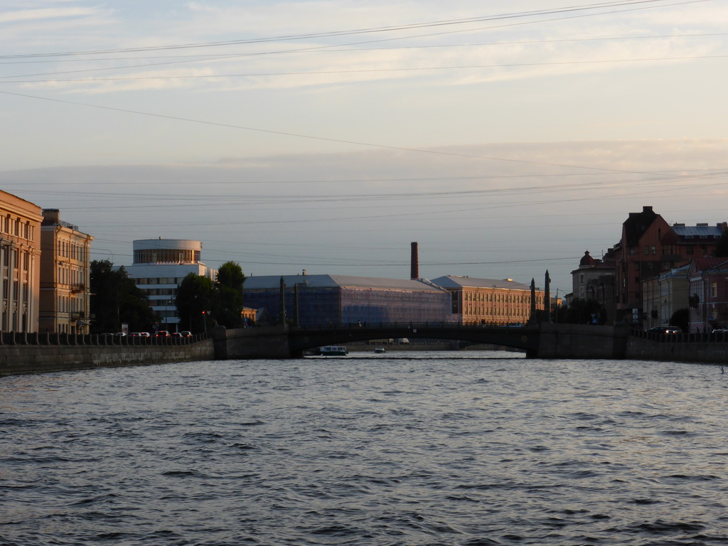 The Yegipetsky Bridge over the Fontanka river, viewed from the tour boat