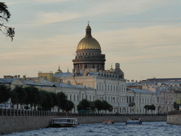 The Moika river and the dome of Saint Isaac`s Cathedral, viewed from the tour boat