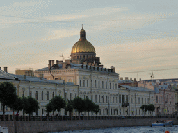 The Moika river and the dome of Saint Isaac`s Cathedral, viewed from the tour boat