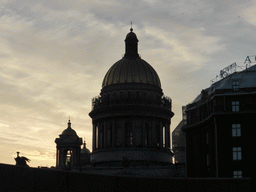 The dome of Saint Isaac`s Cathedral, viewed from the tour boat