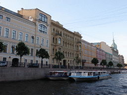 Boats in the Moika river, viewed from the tour boat