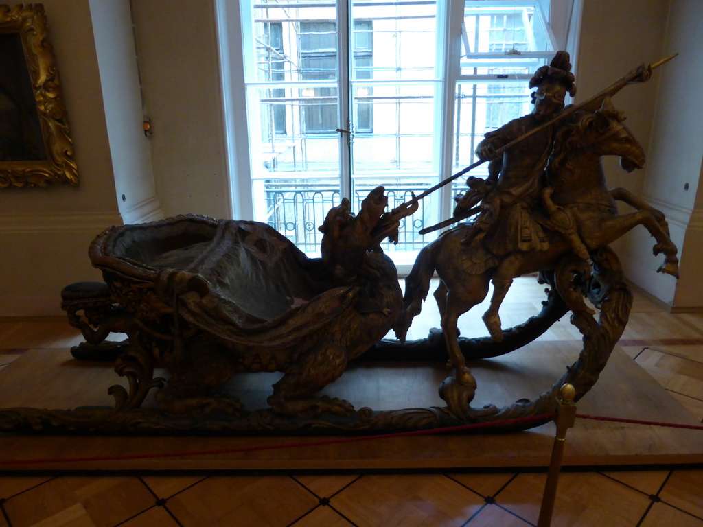 Carnival Sleigh with the Figurine of St George, in a hallway at the First Floor of the Winter Palace of the State Hermitage Museum