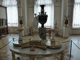Vases and statues in the White Hall at the First Floor of the Winter Palace of the State Hermitage Museum