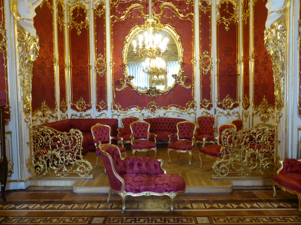Mirror, chairs and sofas at the Boudoir at the First Floor of the Winter Palace of the State Hermitage Museum