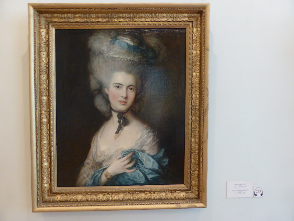 Painting `Woman in Blue` by Thomas Gainsborough, in the Room of British Art at the First Floor of the Winter Palace of the State Hermitage Museum