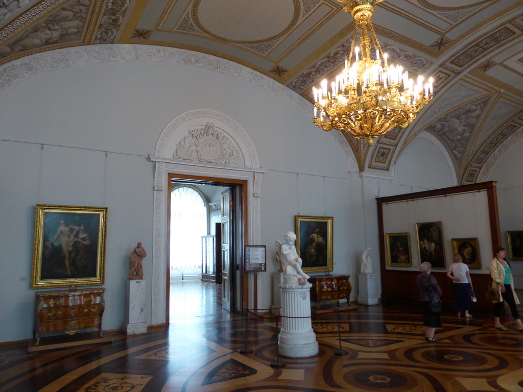 The Room of French Art of the 18th Century with the statue of Cupid by Etienne-Maurice Falconet, at the First Floor of the Winter Palace of the State Hermitage Museum