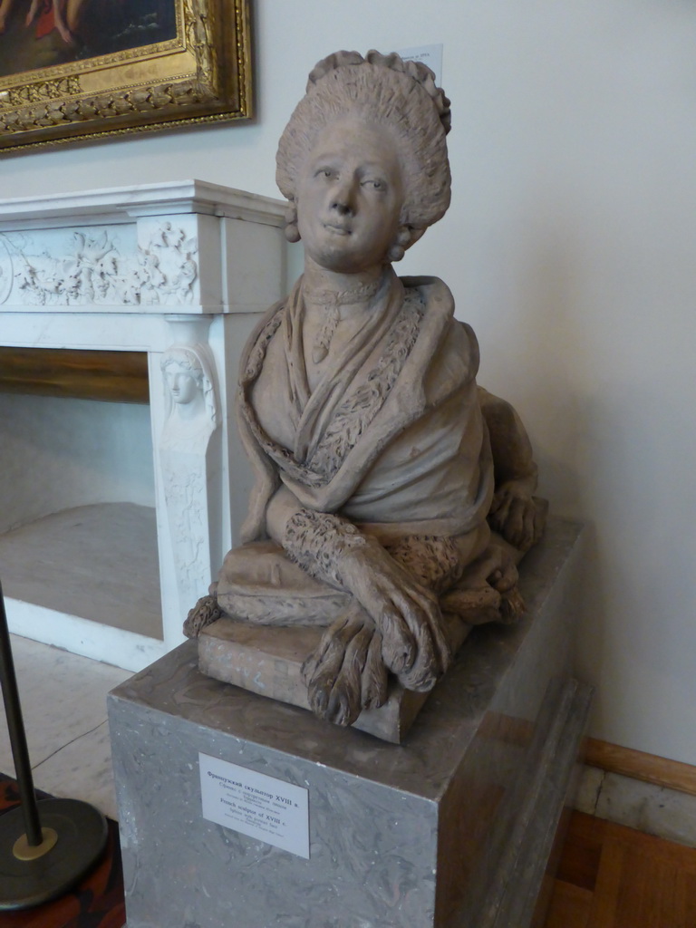 Terracotta sphynx with portrait face, in the Room of French Art of the 18th Century at the First Floor of the Winter Palace of the State Hermitage Museum