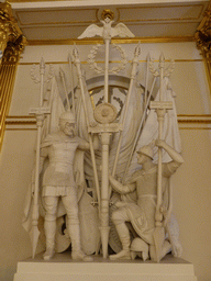 Statues of warriors in the Armorial Hall at the First Floor of the Winter Palace of the State Hermitage Museum