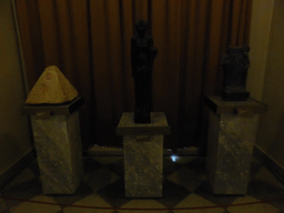 Bronze statuettes in the Room of Ancient Egypt at the Ground Floor of the Winter Palace of the State Hermitage Museum