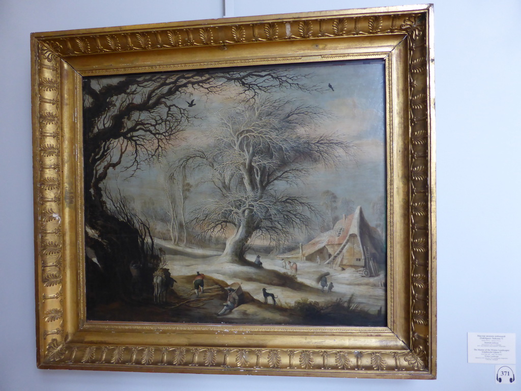 Painting `Winter Landscape with Woodcutters` by Gijsbrecht Lijtens at the Western Gallery at the First Floor of the Small Hermitage of the State Hermitage Museum