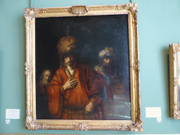 Painting `Haman Recognizes His Fate` by Rembrandt van Rijn at the Rembrandt Room at the First Floor of the New Hermitage of the State Hermitage Museum