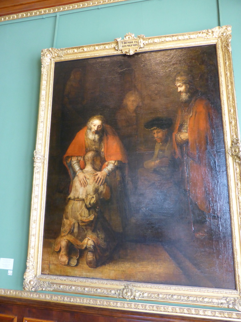 Painting `Return of the Prodigal Son` by Rembrandt van Rijn at the Rembrandt Room at the First Floor of the New Hermitage of the State Hermitage Museum