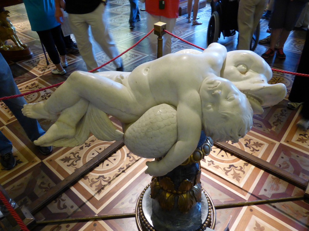 Sculpture `A Dead Boy on a Dolphin` by Lorenzo Lorenzetti at the Majolica Room at the First Floor of the New Hermitage of the State Hermitage Museum