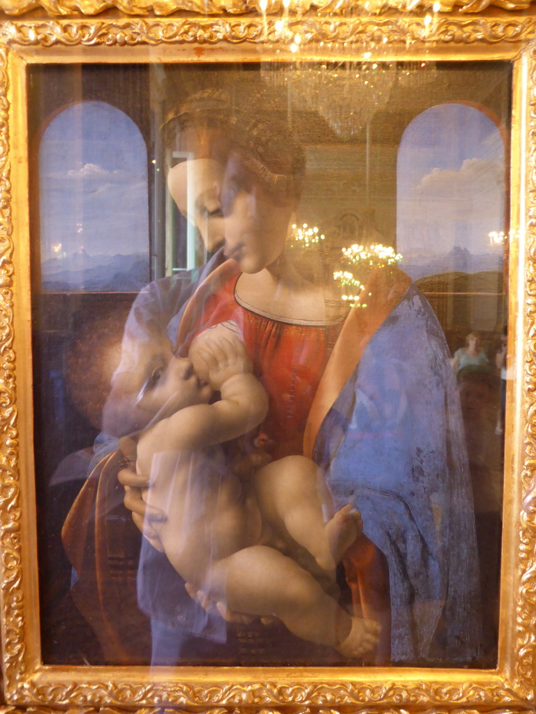 Painting `Madonna and Child (The Litta Madonna)` by Leonardo da Vinci at the Leonardo da Vinci Room at the First Floor of the Old Hermitage of the State Hermitage Museum