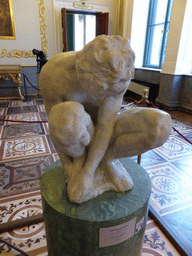 Sculpture `Crouching Boy` by Michelangelo at the Italian Cabinet at the First Floor of the New Hermitage of the State Hermitage Museum