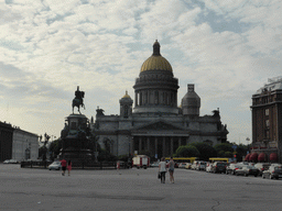 The Isaakiyevskaya square with the Monument to Emperor Nicholas I and Saint Isaac`s Cathedral