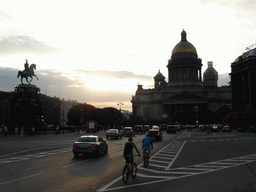 The Isaakiyevskaya square with the Monument to Emperor Nicholas I and Saint Isaac`s Cathedral