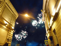 Fireworks during the Scarlet Sails celebration at the Moshkov lane, by night