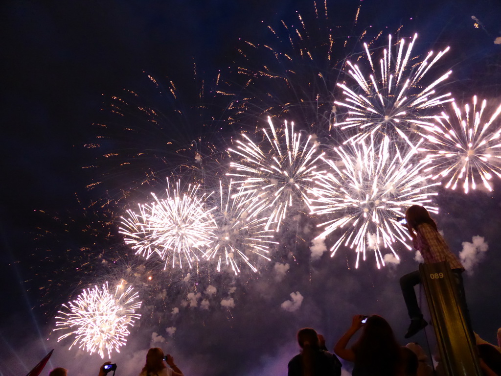 Fireworks during the Scarlet Sails celebration at the Dvortsovaya street, by night