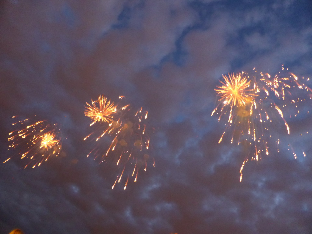 Fireworks during the Scarlet Sails celebration at the Dvortsovaya street, by night