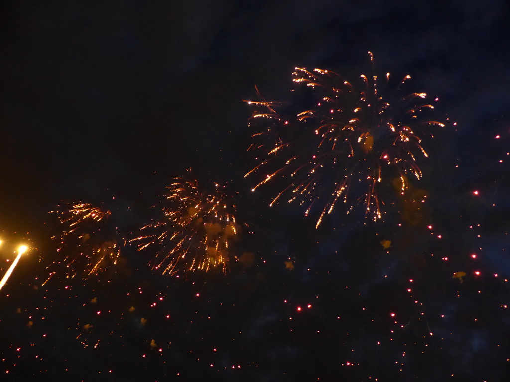 Fireworks during the Scarlet Sails celebration at the Dvortsovaya street, by night