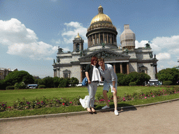 Tim and Miaomiao with Saint Isaac`s Cathedral at Isaakiyevskaya square