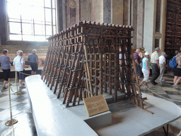 Scale model of the wooden framework used to raise the columns of the cathedral, in Saint Isaac`s Cathedral