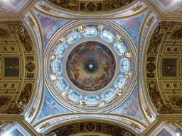 The Dome of Saint Isaac`s Cathedral with the fresco `Virgin in Majesty` by Karl Bryullov and the silver pigeon