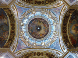 The Dome of Saint Isaac`s Cathedral with the fresco `Virgin in Majesty` by Karl Bryullov and the silver pigeon