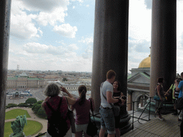 Roof of Saint Isaac`s Cathedral, with a view on Isaakiyevskaya square with the Monument to Emperor Nicholas I and the Mariinsky Palace