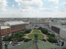 Isaakiyevskaya square with the Monument to Emperor Nicholas I and the Mariinsky Palace, viewed from the roof of Saint Isaac`s Cathedral
