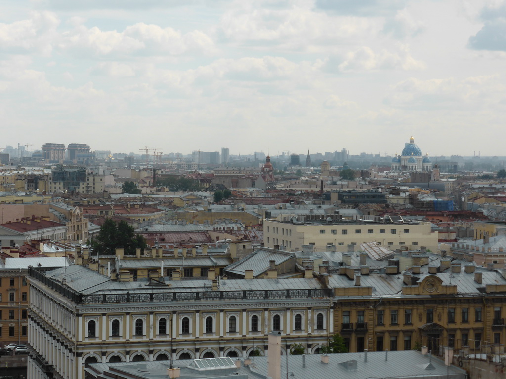 The south side of the city with the Trinity Cathedral, viewed from the roof of Saint Isaac`s Cathedral