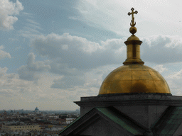 Southern small dome of Saint Isaac`s Cathedral, with a view on the south side of the city with the Trinity Cathedral