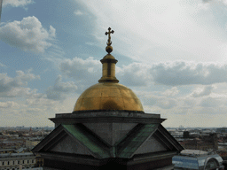 Southern small dome of Saint Isaac`s Cathedral, with a view on the south side of the city