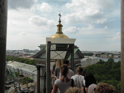 Northern small dome of Saint Isaac`s Cathedral, with a view on the north side of the city, with the Neva river, the Manege Central Exhibition Hall and the Aleksandrovsky Garden