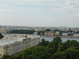The north side of the city with the Senate buildings, the Aleksandrovsky Garden and the Neva river, viewed from the roof of Saint Isaac`s Cathedral