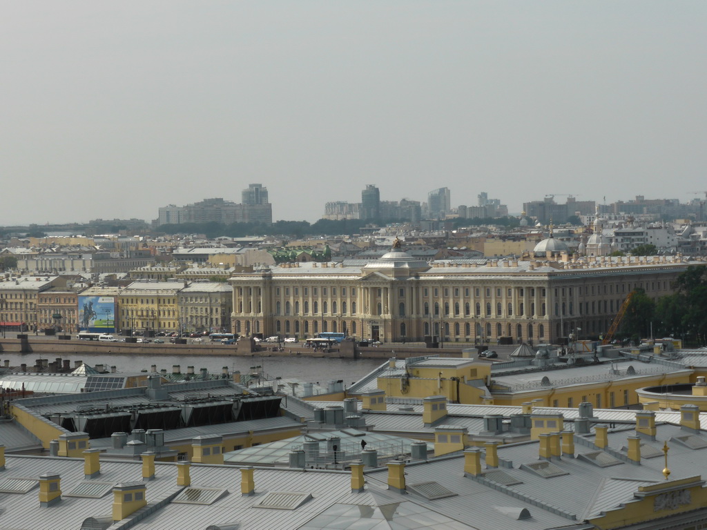 The Neva river and the State Hermitage Museum and surroundings, viewed from the top of Saint Isaac`s Cathedral