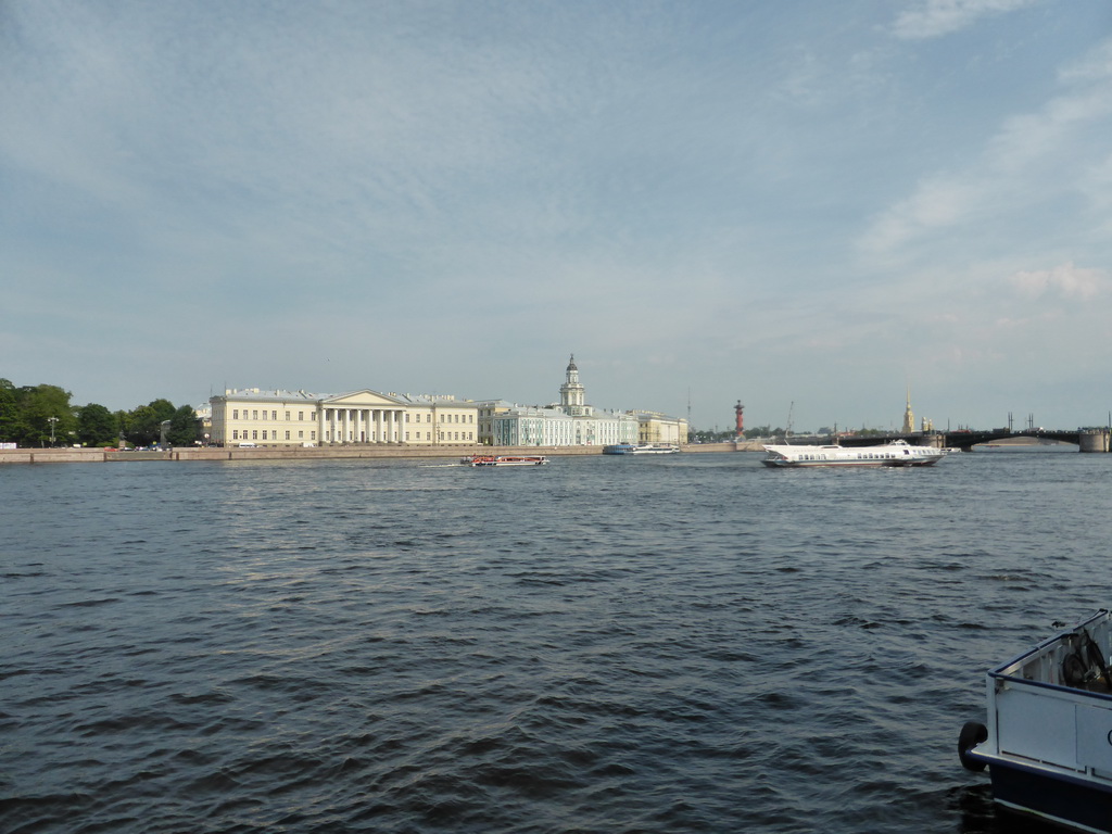 The Neva river, the Saint Petersburg State University and the Kunstkamera museum