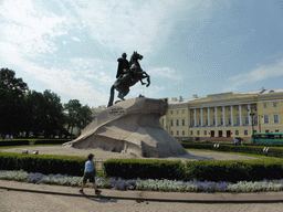 Statue `The Bronze Horseman` at Senatskaya Square and the Senate buildings