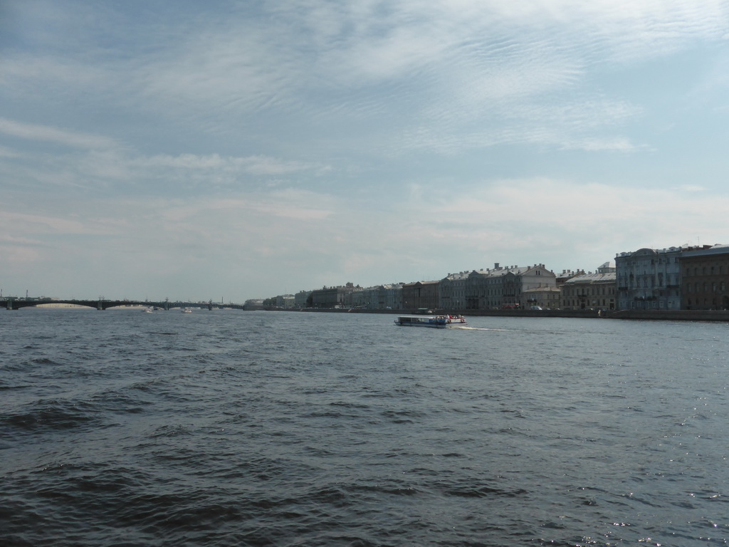 The Troitsky Bridge over the Neva river, viewed from the hydrofoil to Peterhof