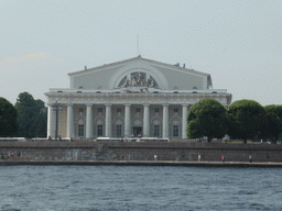 The Neva river and the front of the Old Saint Petersburg Stock Exchange, viewed from the hydrofoil to Peterhof